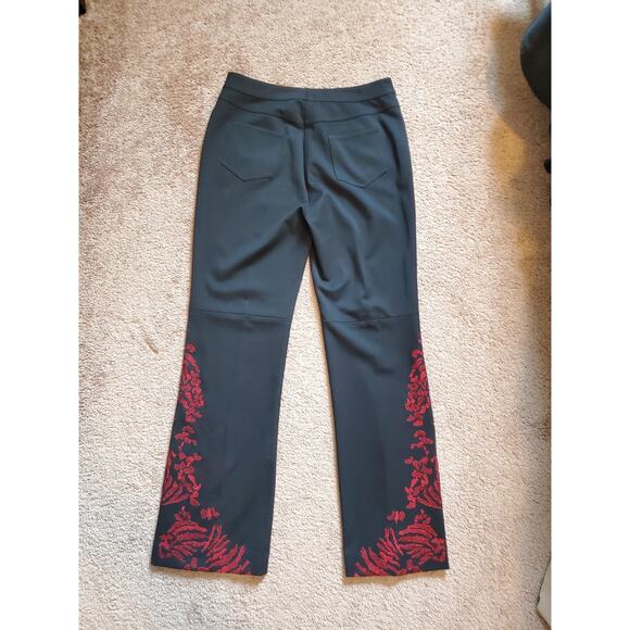 St. John Evening Black Red Metallic Embellished Leg Flare Dress Pants, Size 4 - Picture 8 of 12